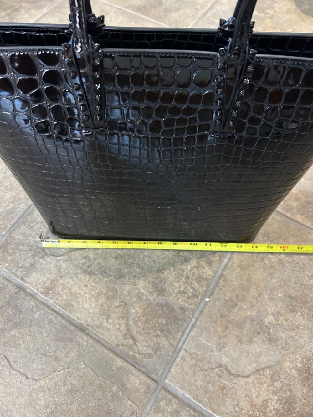 Women’s Christian Louboutin Black Embossed Croc Cabata Tote Bag - Picture 2 of 5